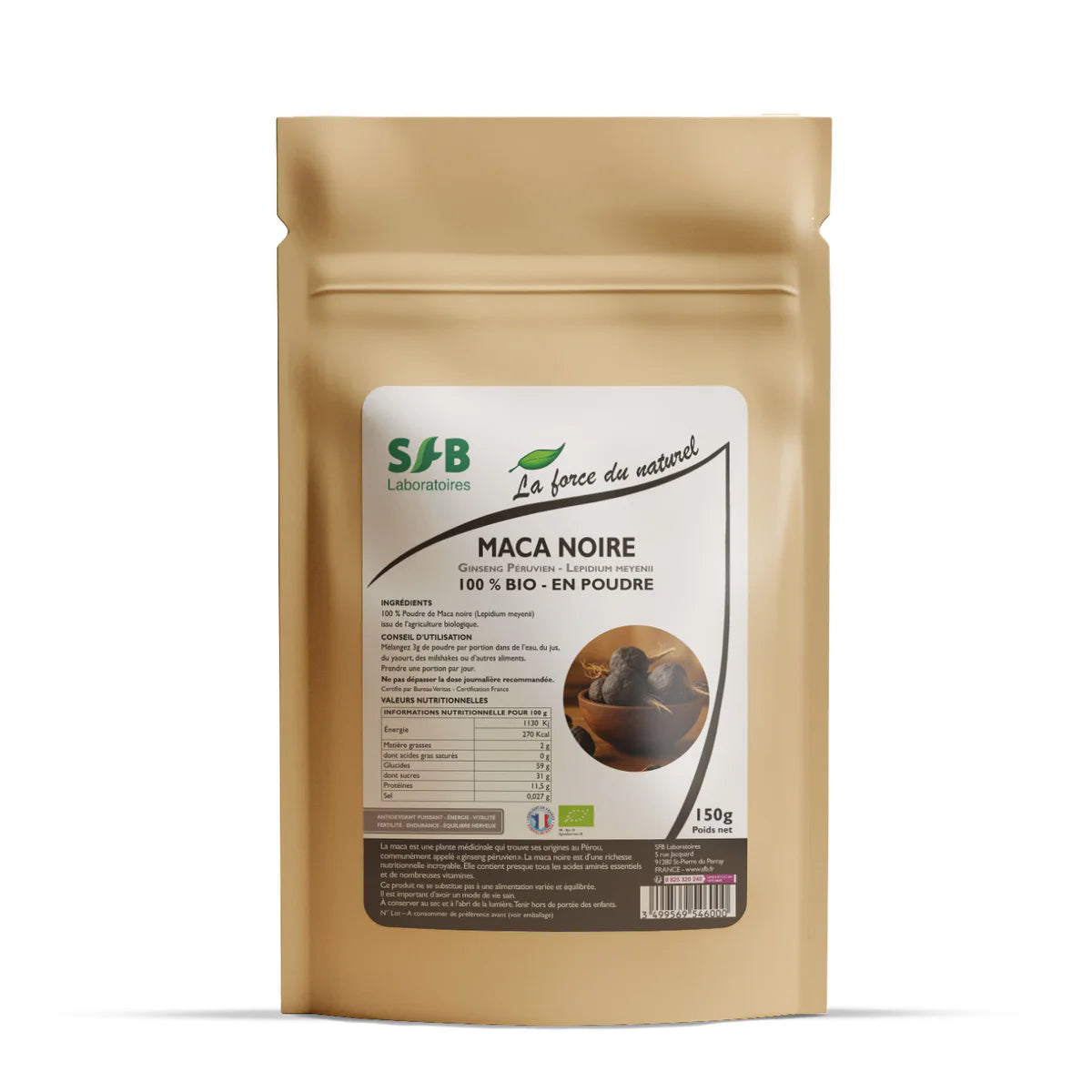 Maca Noire Bio - Ginseng Péruvien en Poudre - 150g