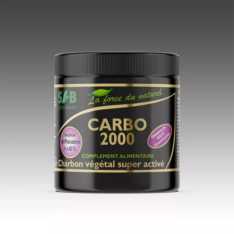 Carbo 2000 - Charbon super activé granulés - 450 g - Pot Familial
