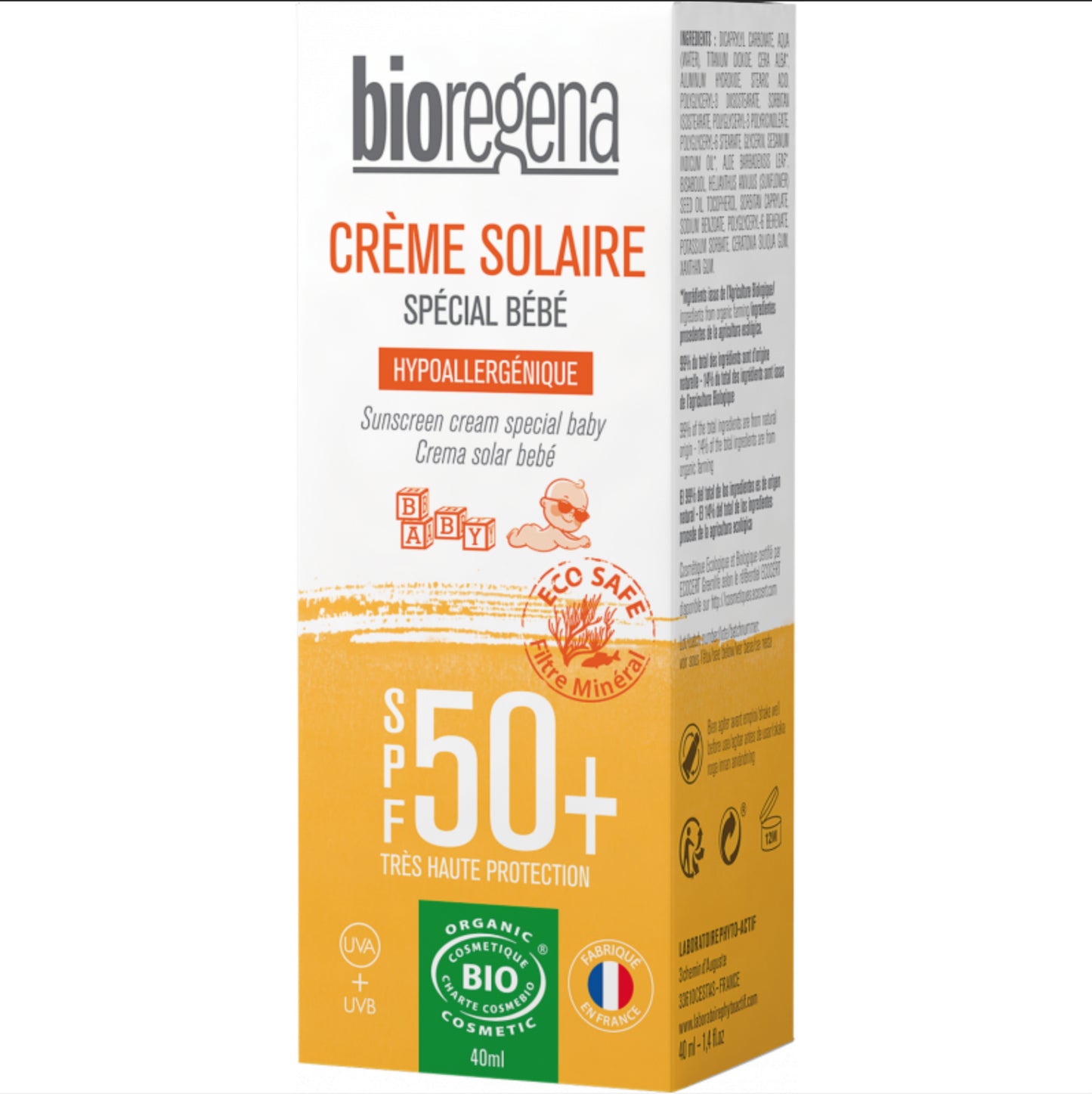 CRÈME SOLAIRE BÉBÉ SPF 50+ BIO - 40 ML