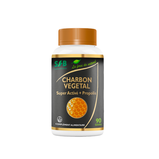 Charbon Végétal Super Activé 100% poudre + Propolis Verte  - 90 gélules